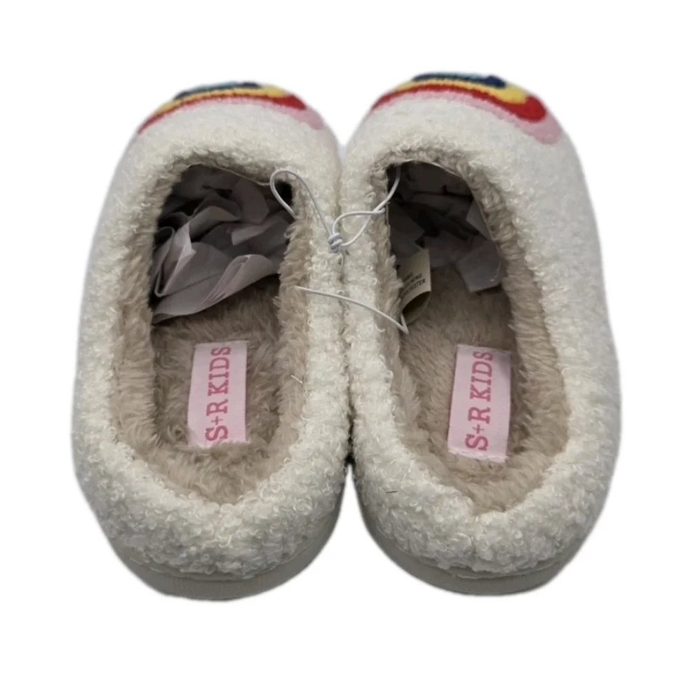 Rainbow Plush Kids Slippers Retro Soft Soft Size 10 11 12 13 2 House Shoes Slip